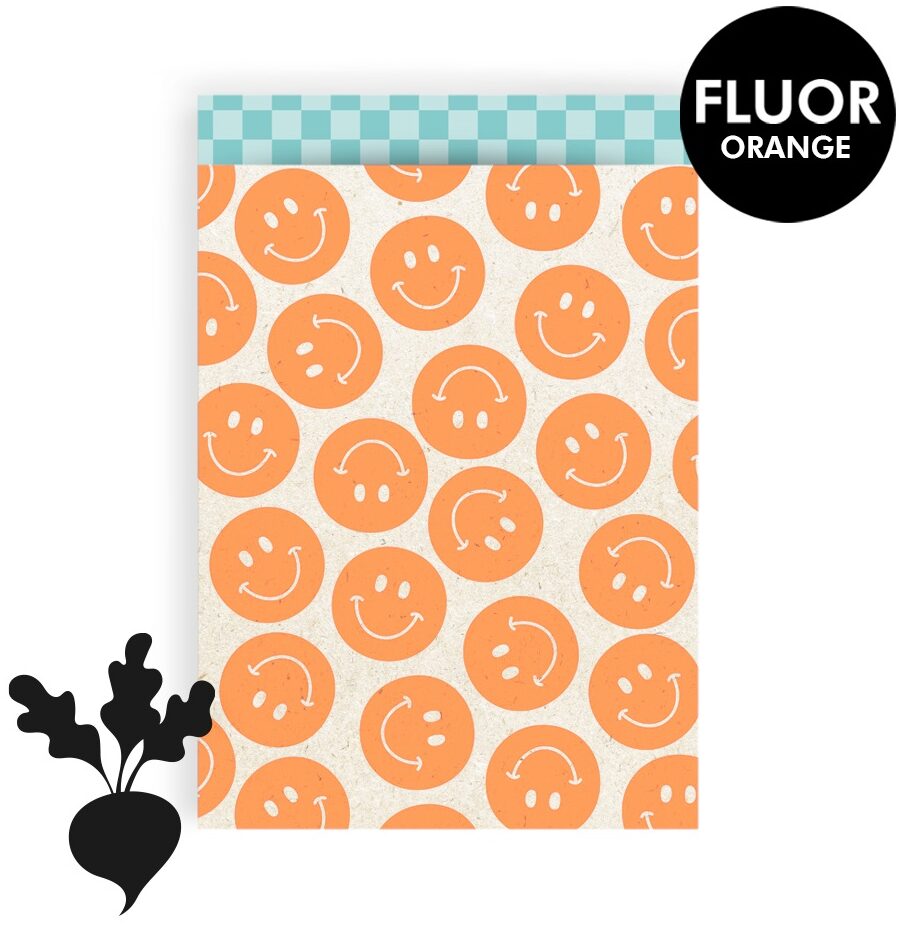 Papiertüte Smiley fluor orange neon 17x25mm